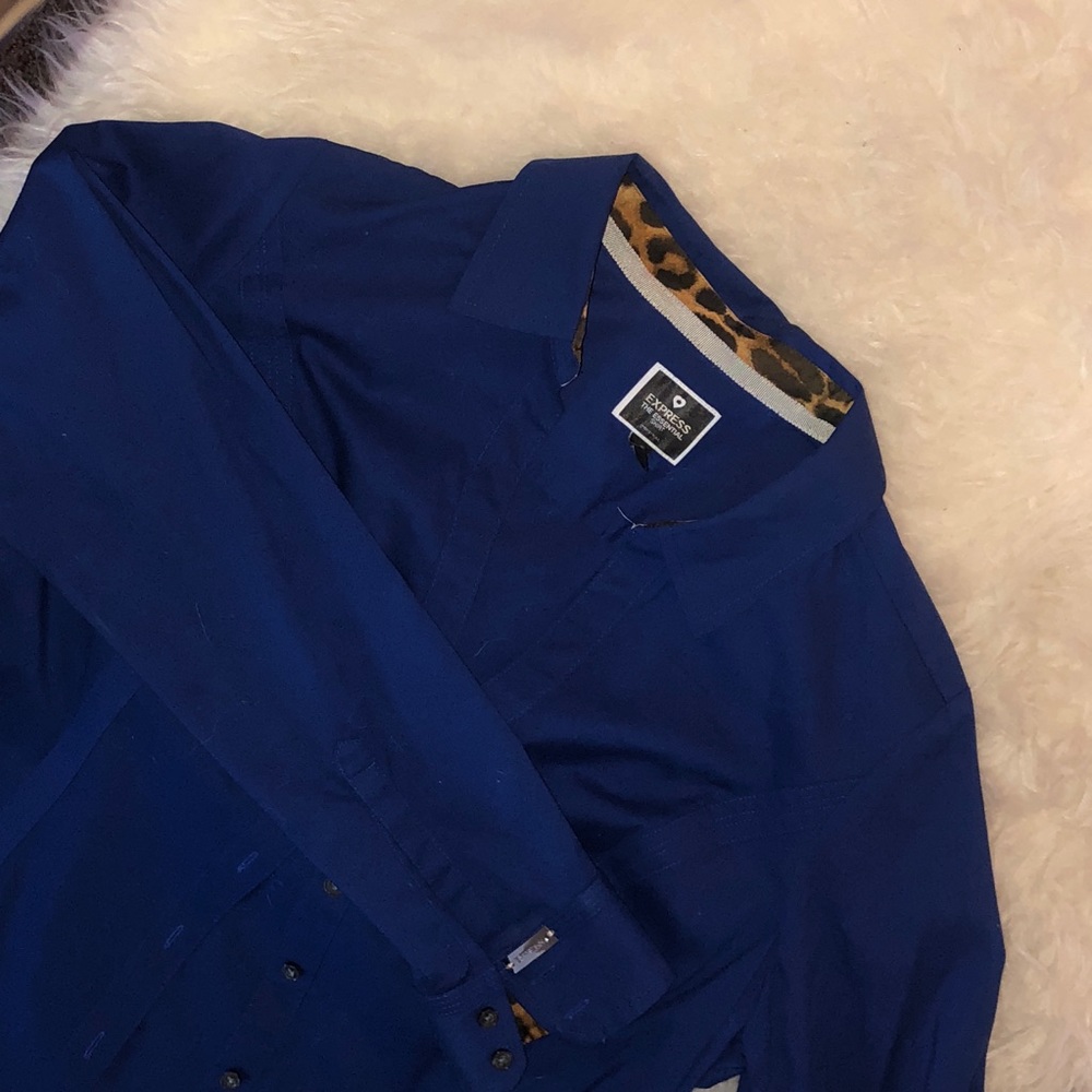 Royal Blue Fitted Express Button Down Shirt
